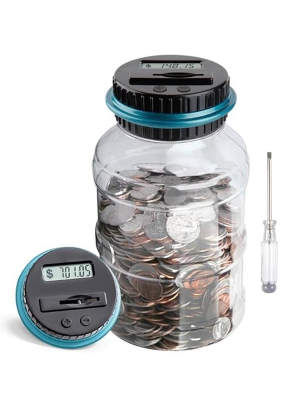 Large Piggy Bank for Boys Adults Vcertcpl Digital Coin Counting Bank with LCD F2